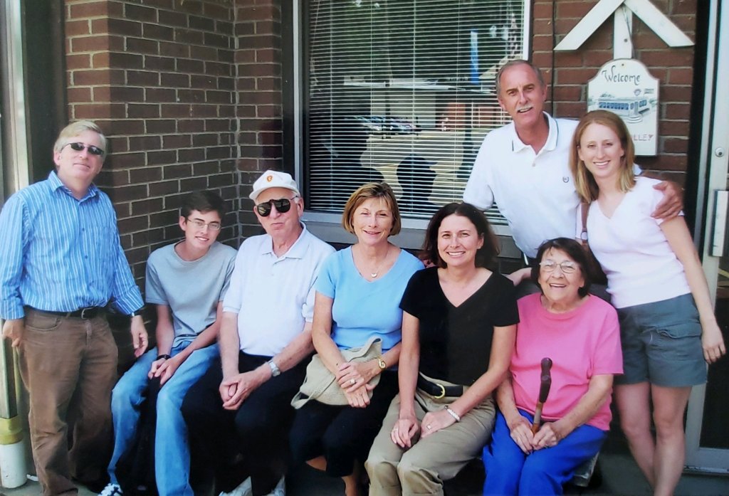 My family (from left to right), dad, me, grandfather, aunt, mom, grandmother (above), uncle and cousin.